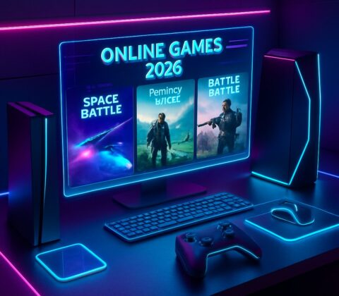 Ilustrasi Koleksi Game Online 2026: Desain Futuristik yang Memukau