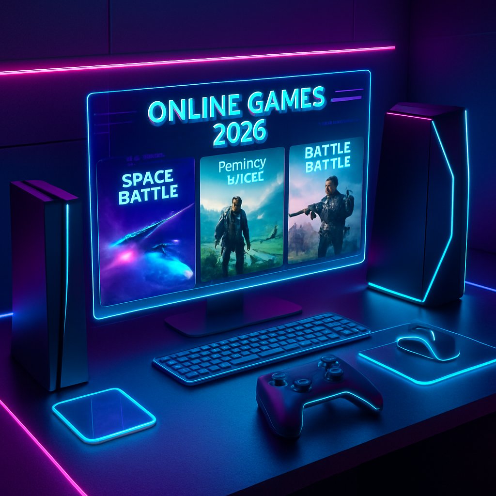 Ilustrasi Koleksi Game Online 2026: Desain Futuristik yang Memukau